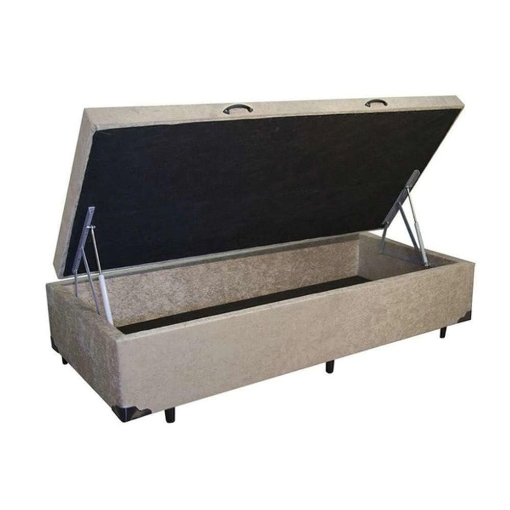 Cama Box Baú Solteiro Suede Bege 42x88x188