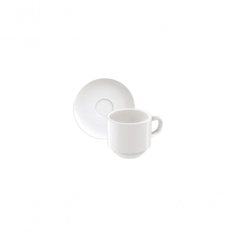 Conjunto Xícara E Pires De Café Tramontina Paola Em Porcelana 100ml 2 Peças