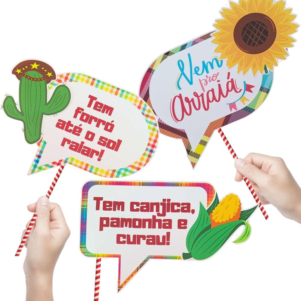 Kit 6 Plaquinhas 3D Decorativas Temáticas De Festa Junina