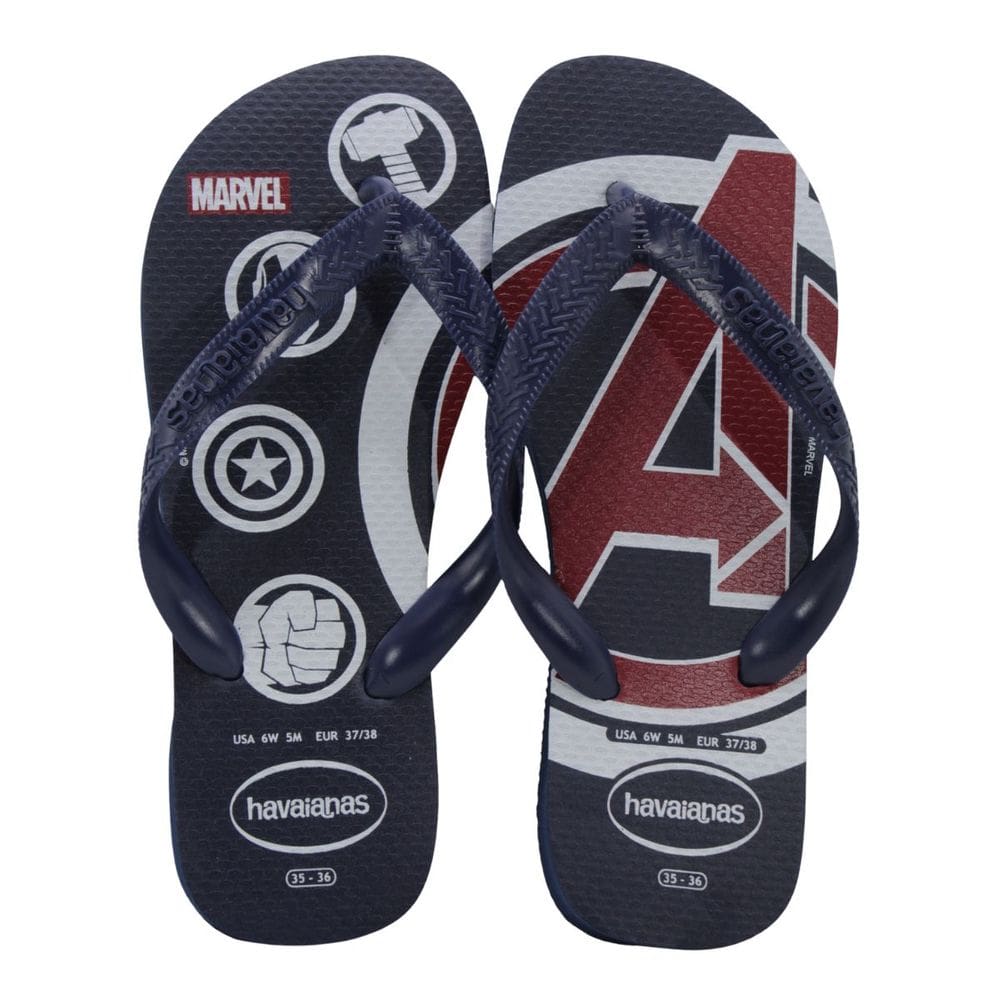 Chinelo Masculino Havaianas Top Marvel Logomania Azul Marinho