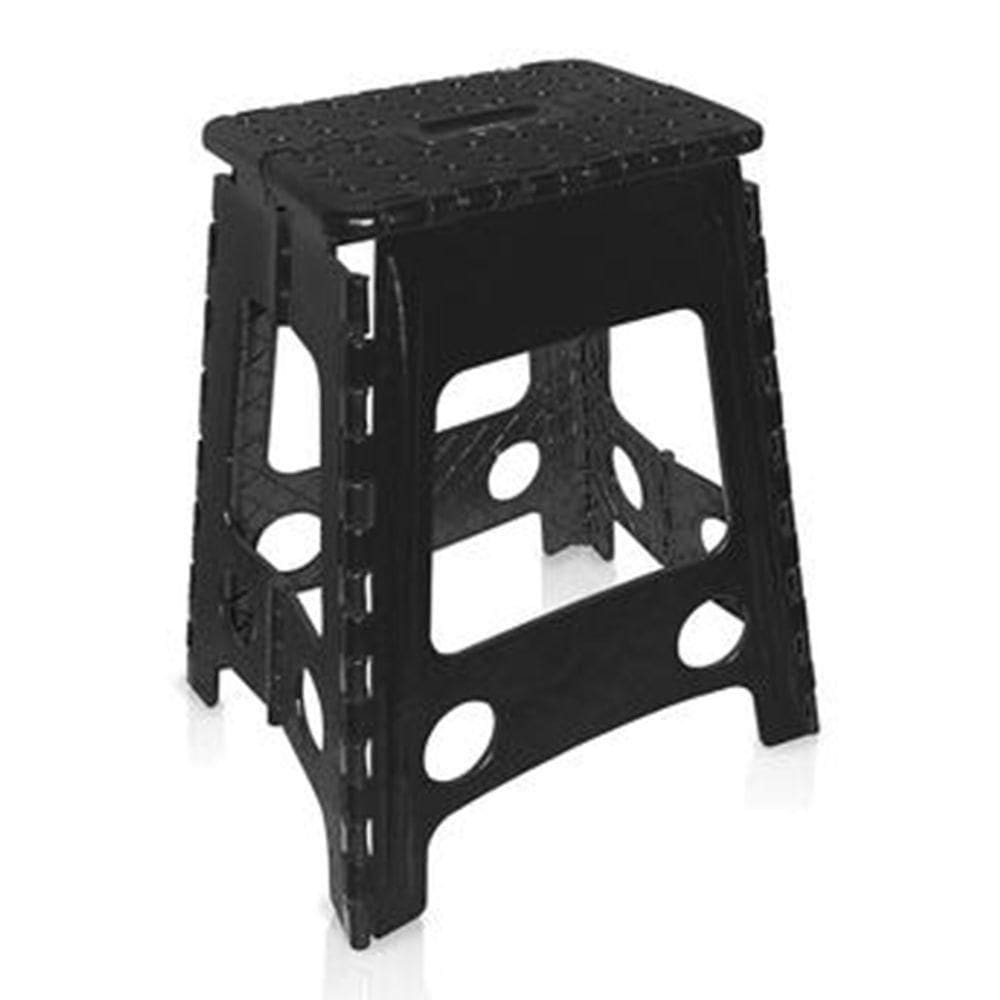 Banqueta Plástica Banquinho Banco Dobrável Preto