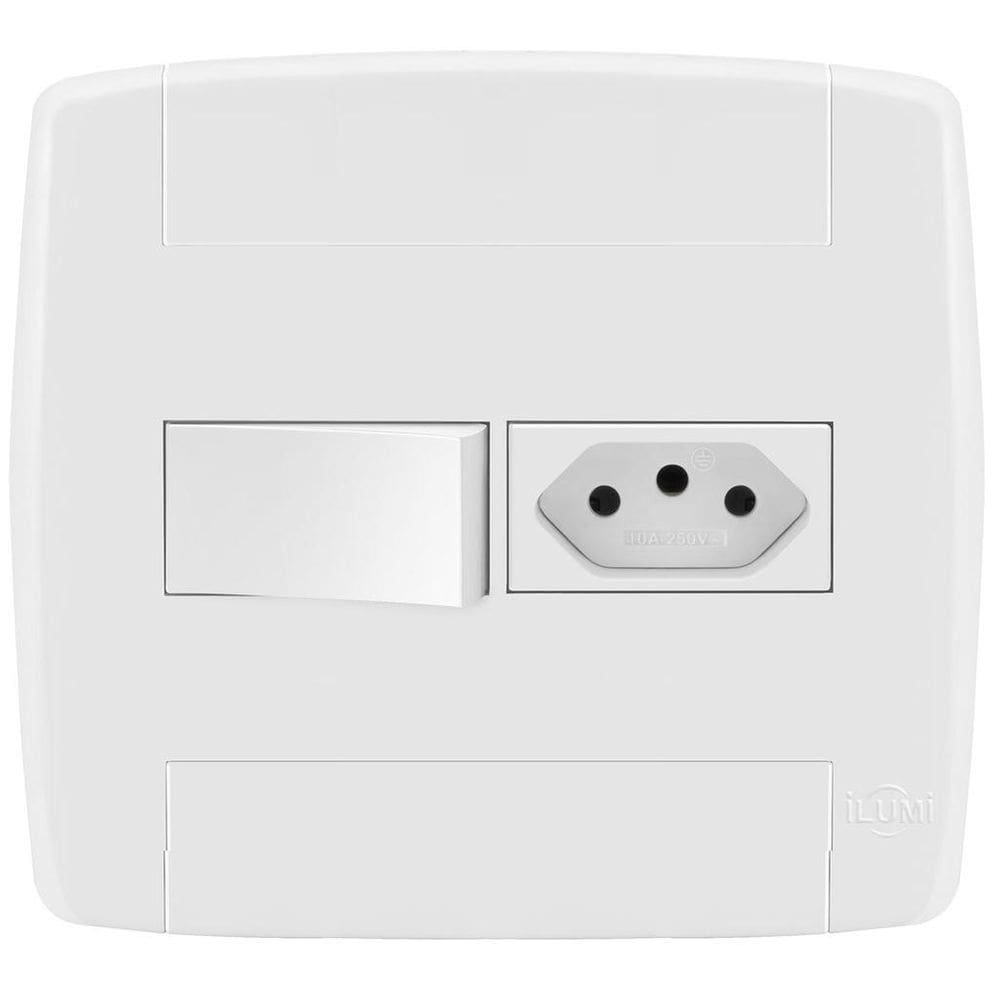 Conjunto 1 + 1 Tomada 10A 4X4 - Ilumi Lev - 87048