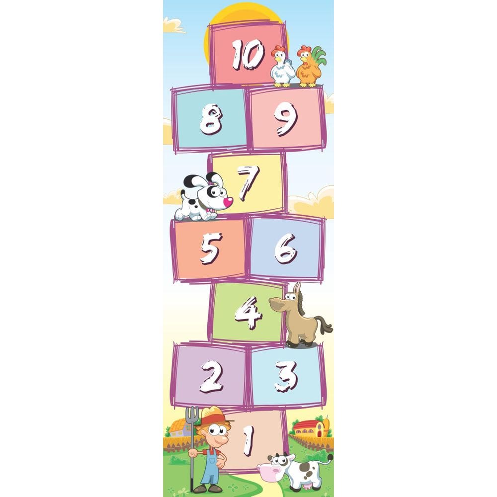 Adesivo De Chao Amarelinha Infantil Fazenda Animais 3X1M