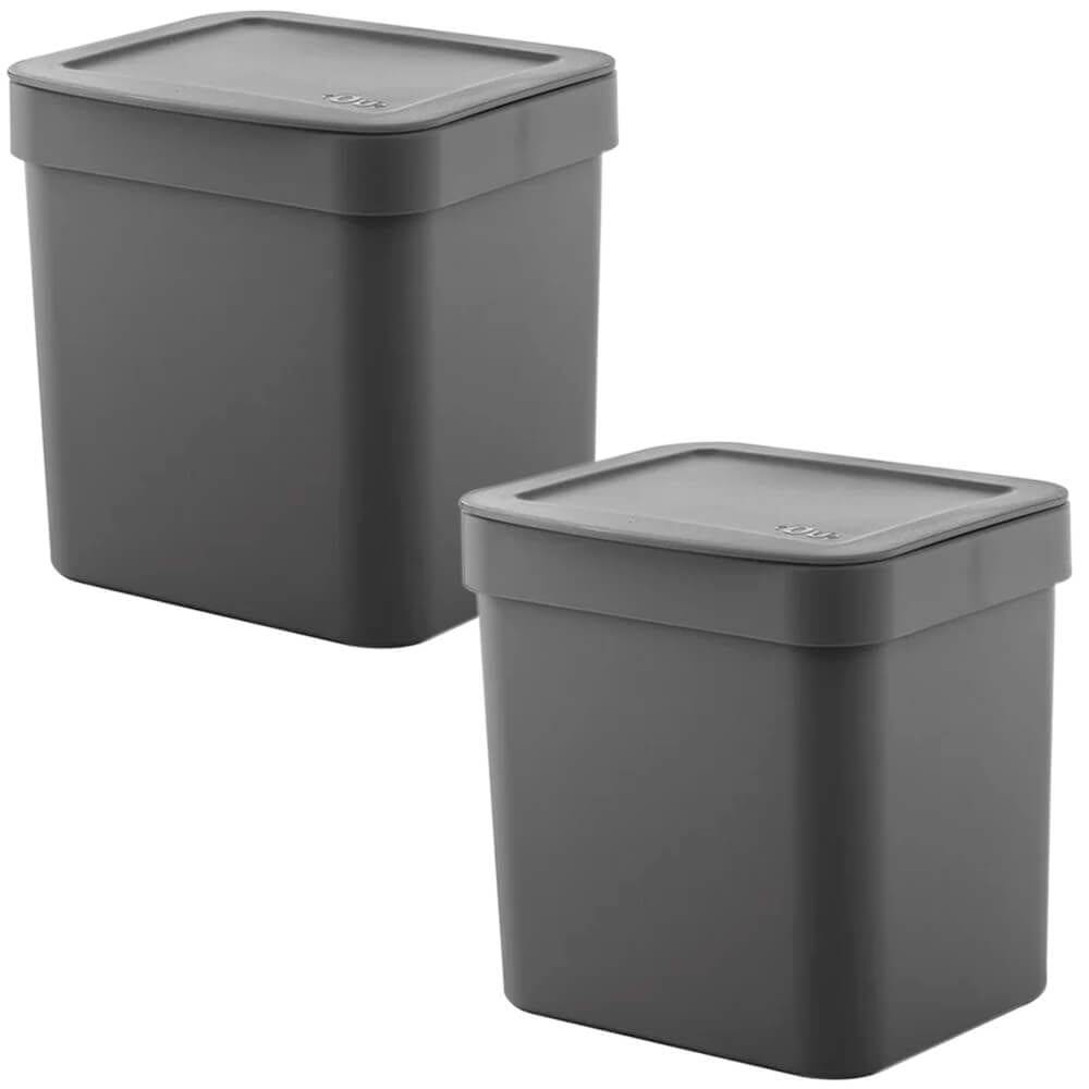 Jogo de Lixeiras para Cozinha e Banheiro 2,5L 2 peças Trium Cinza Escuro - Ou
