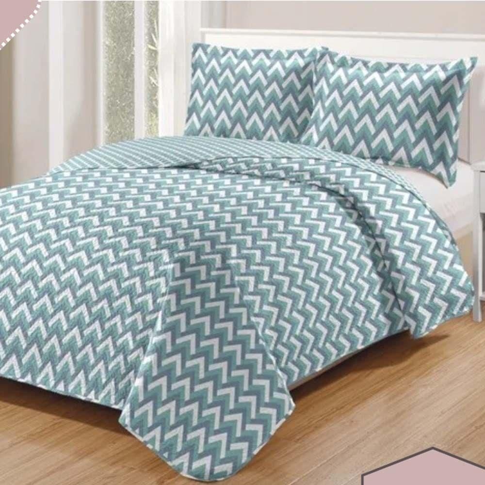 Kit Cobre Leito Colcha Daily Queen 3 Peças Dupla Face Estampado - Modelo 67 - 100% Poliéster