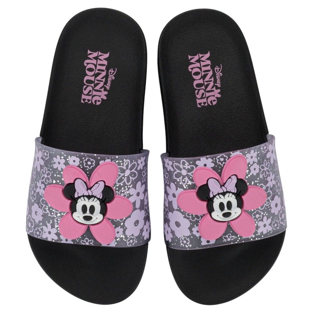 Chinelo Slide Infantil Disney Mania Plus 23285 - Preto/Rosa