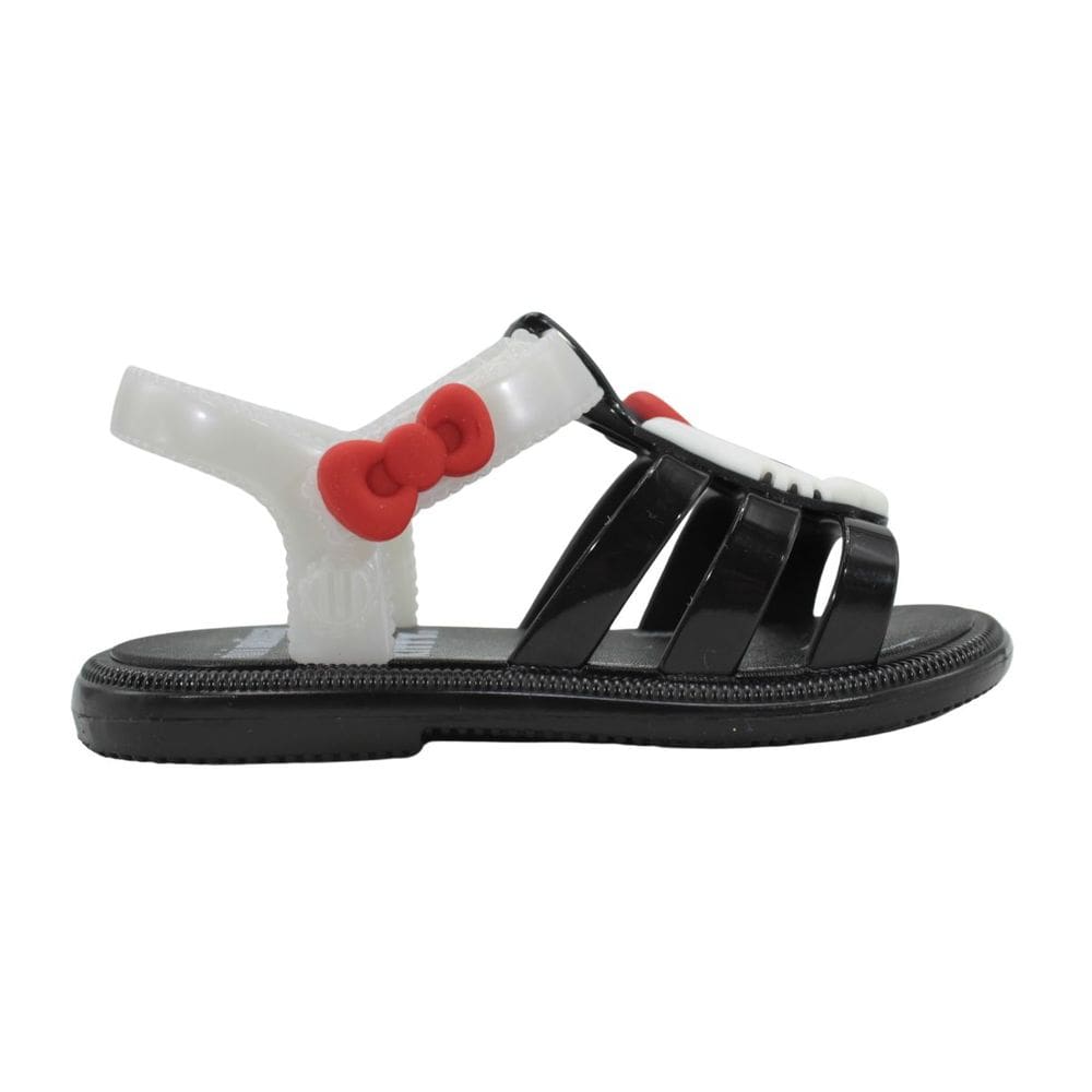Sandália Mini Melissa Hip+Hello Kitty Baby Preto/Branco