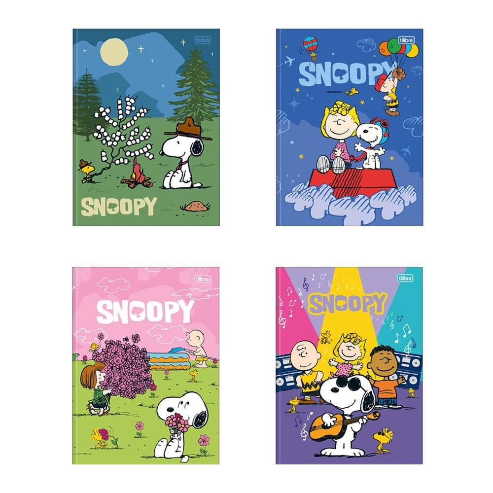 Caderno brochurão universitário 1x1 80 fls Snoopy Tilibra