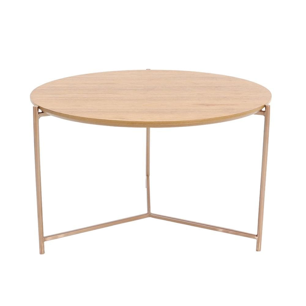 Mesa de Centro Oriente Redonda Nacional Móveis 61 cm (largura) Tampo MDF Amêndoa Base Metal Champanh