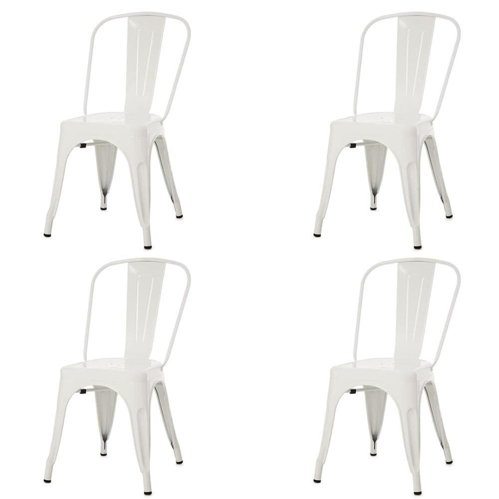 Kit 4 Cadeiras ANM6671F Tolix Iron Titan Anima Office Ferro Pintura Epóxi Branco