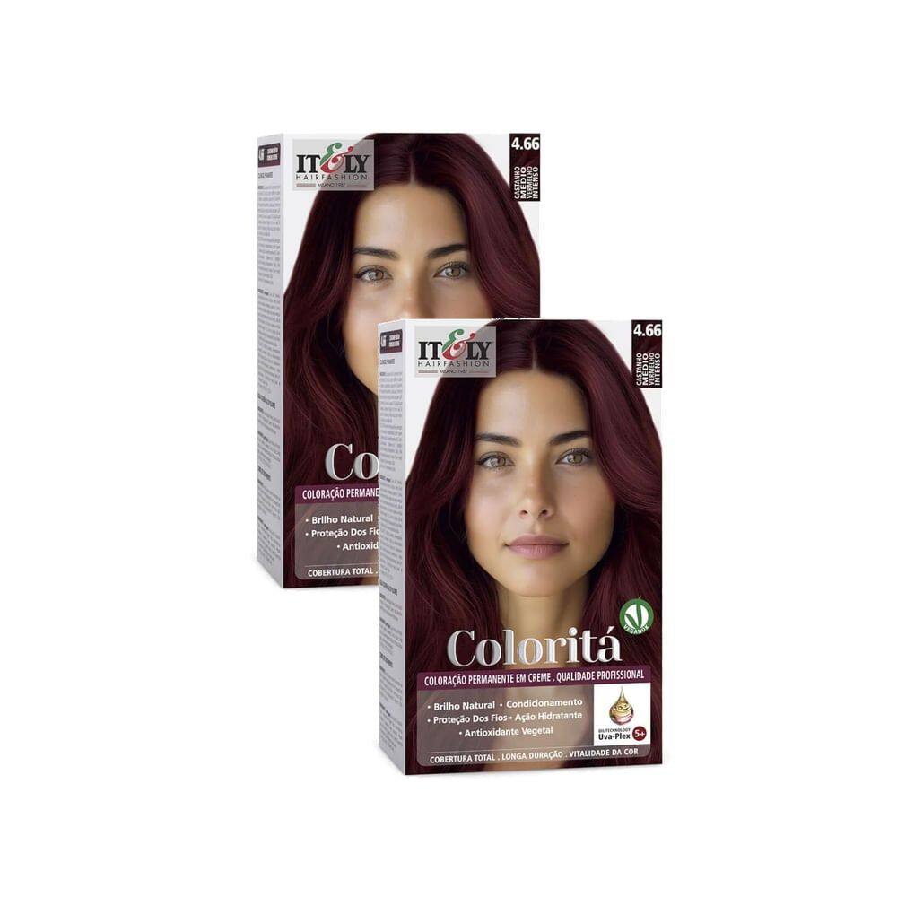 Kit 2 Coloração Itely Coloritá 4.66 Castanho Médio Vermelho Intenso