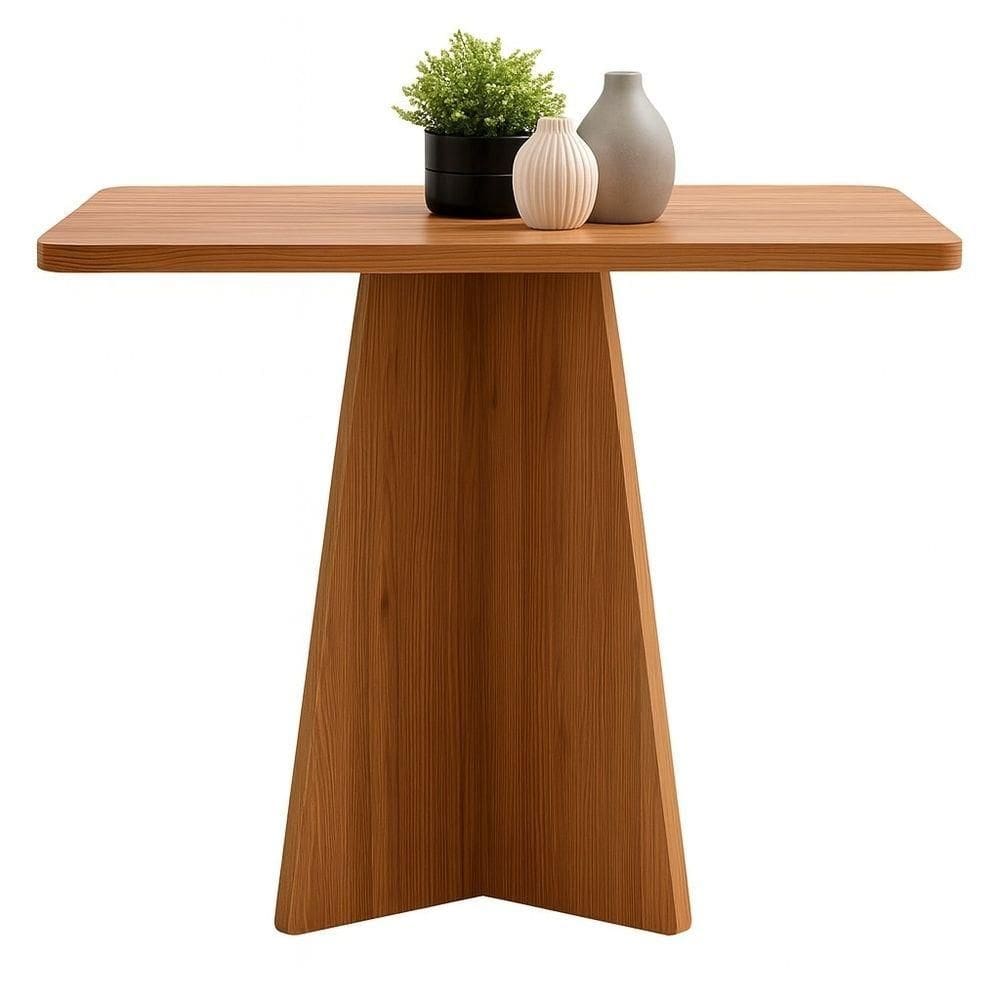 Mesa Quadrada Em Mdf Freijó – Base Central Moderna E Design Sofisticado