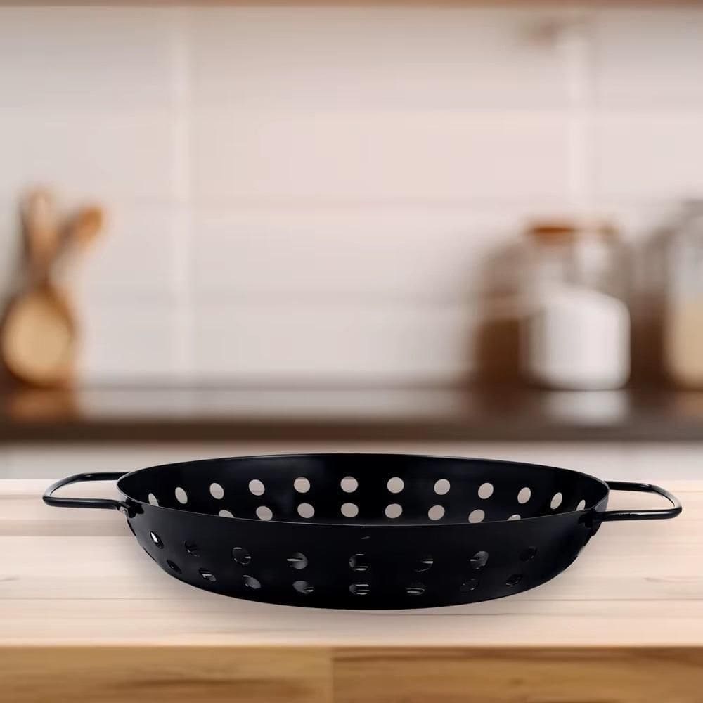 Panela Churrasqueira Fritadeira Grelha Antiaderente Cesto Churrasco Legumes Camarao Peixe Grelhado