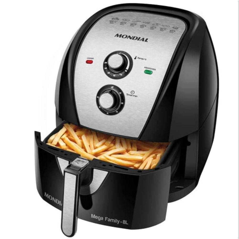 Fritadeira Air Fryer Mondial Mega Family 8l 1900W - 5993-01 Preto-inox 110V