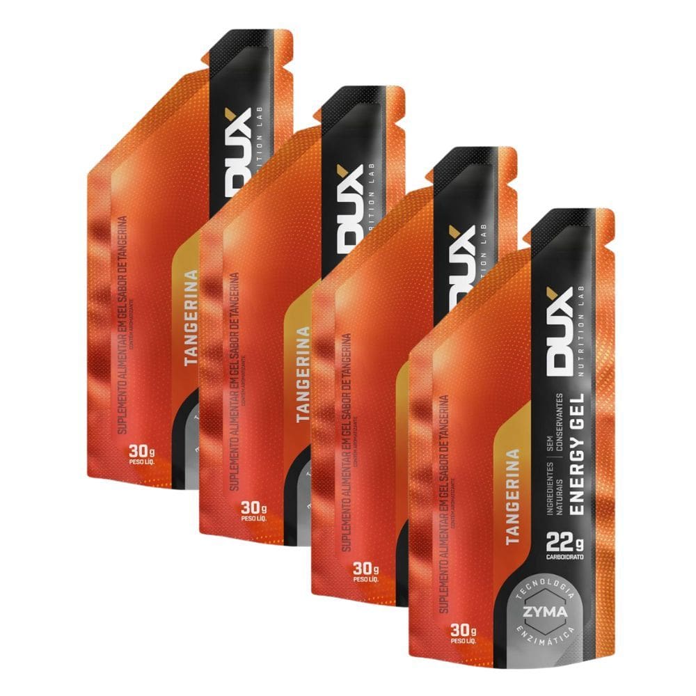 Kit 4 Energy Gel Dux 22g de Carboidrato sabor Tangerina 30g