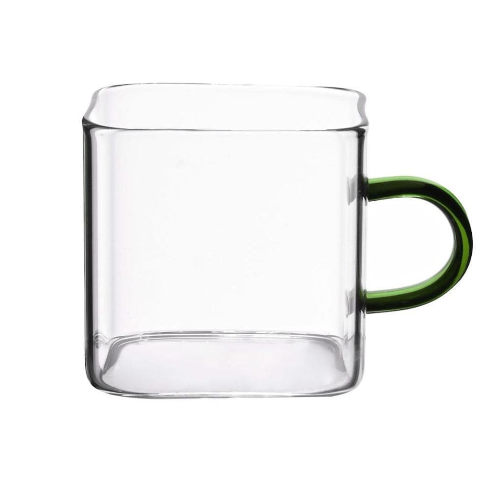 Caneca Quadrada Boro Alça Verde 130 Ml Mimo Style Tc22137