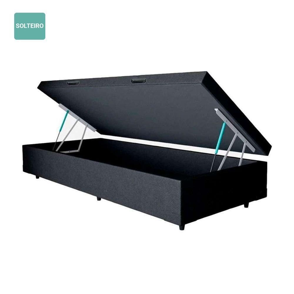 Cama Box Baú Solteiro Sintético Preto 42x88x188 Rr Colchões