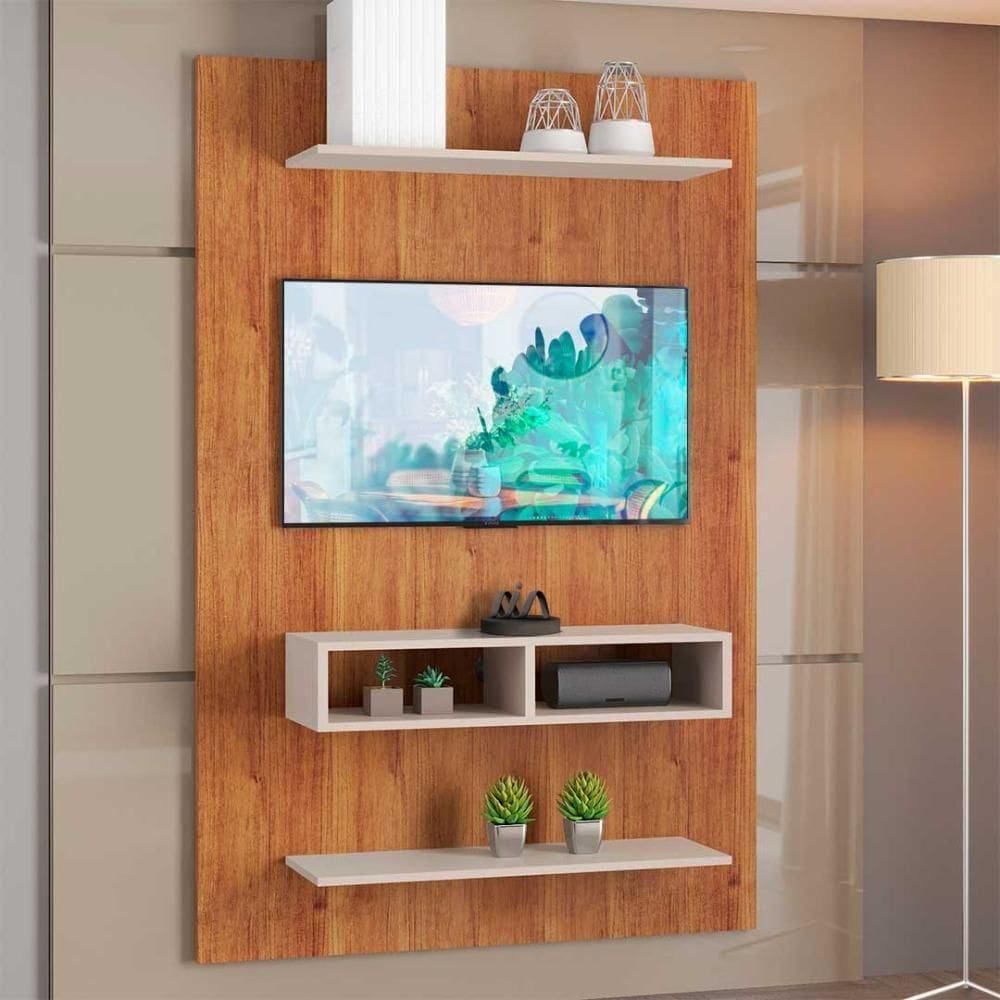 Painel Para Até 50 Byte Com Nicho E 2 Prateleiras / Off White / Off White