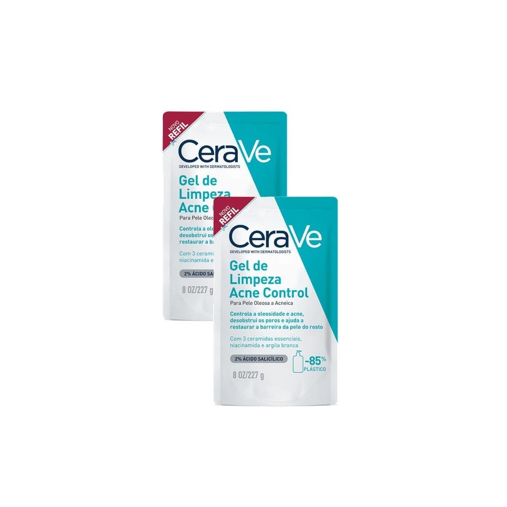 Kit 2 CeraVe Gel de Limpeza Acne Control Refil 227g