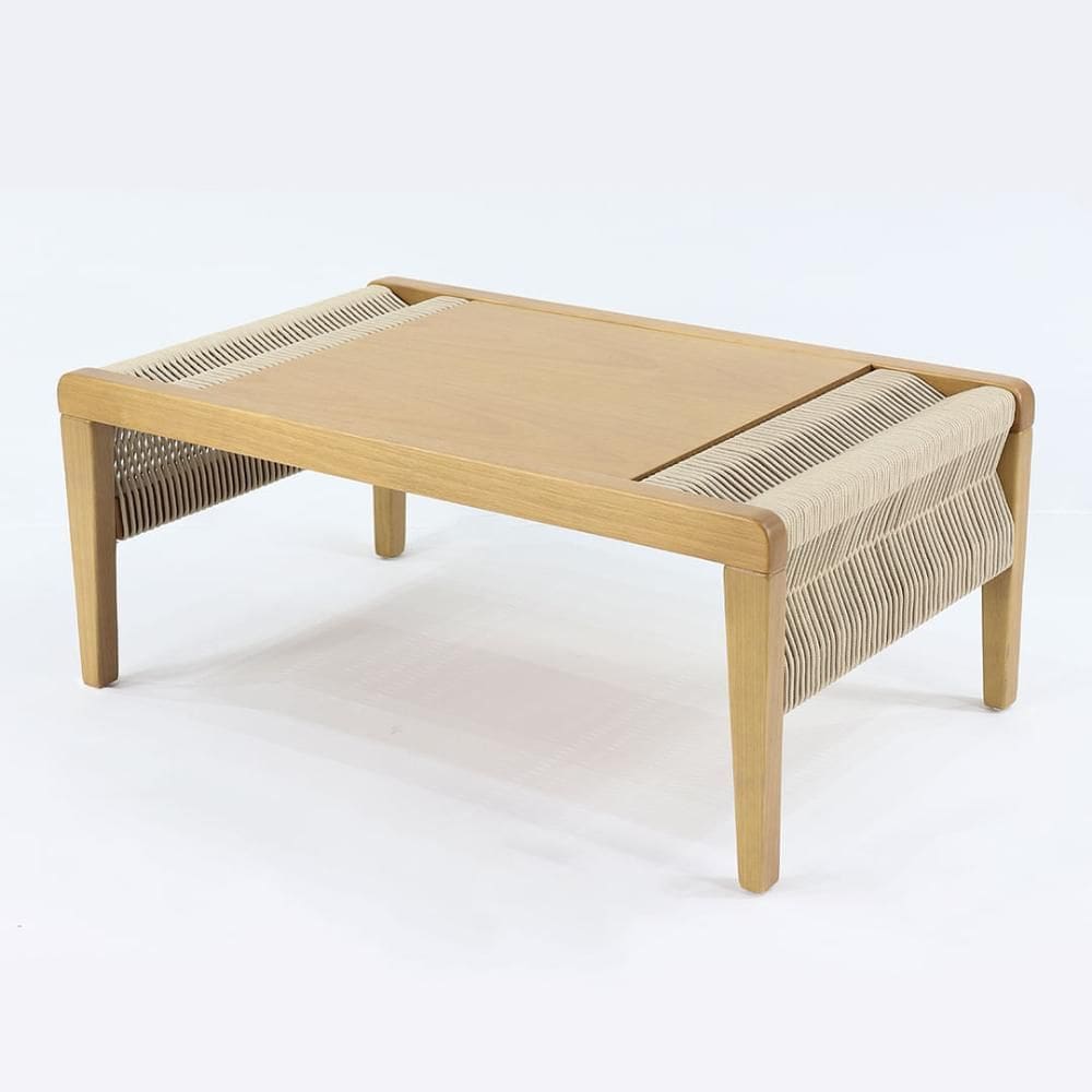 Mesa de Centro Cíntia Nacional Móveis 90 cm (largura) Corda Náutica Areia Tampo MDF Amêndoa