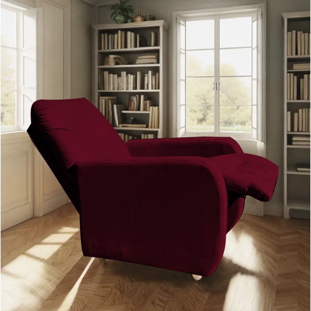 Poltrona Para Extensão De Cílios Reclinável Suede Imperio Moderno Bordo