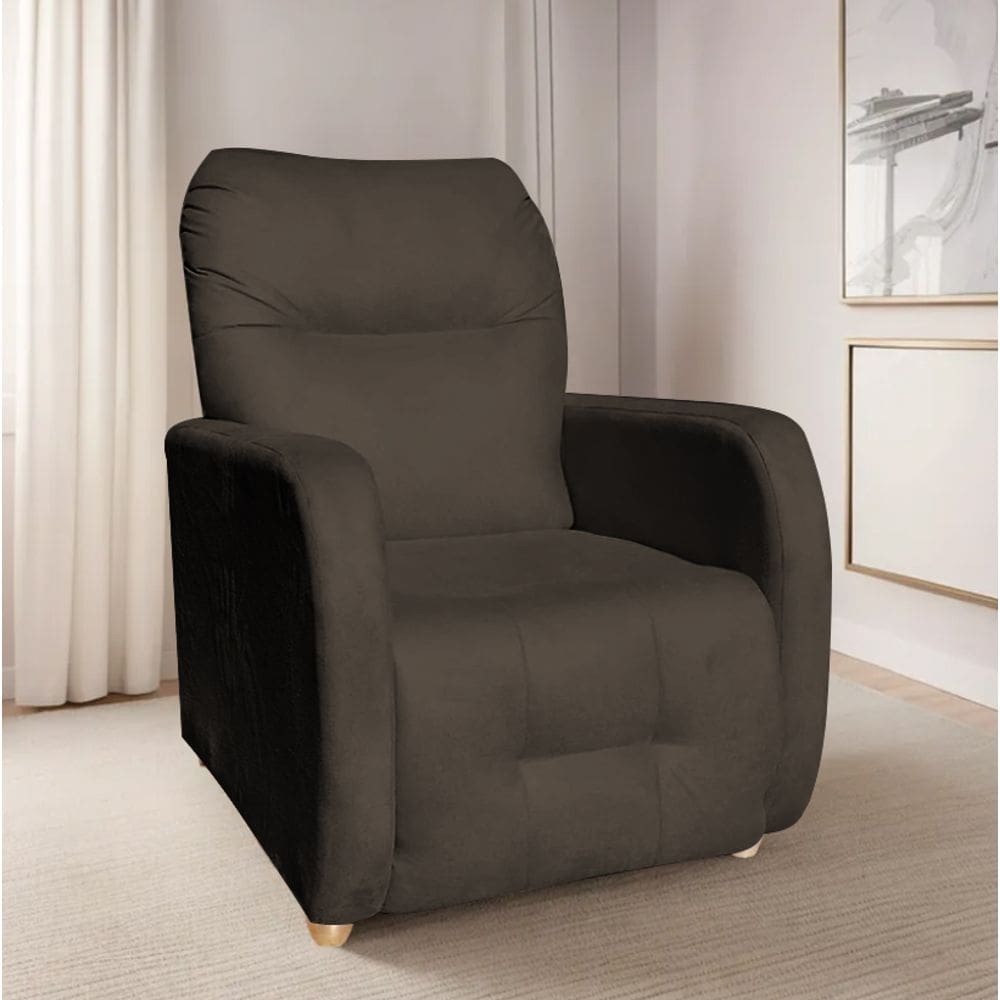 Poltrona Para Extensão De Cílios Reclinável Suede Imperio Moderno Marrom