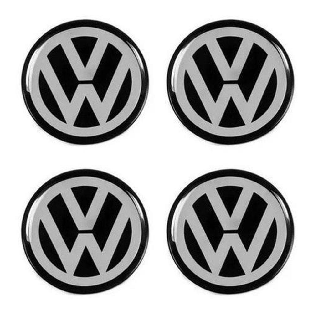 Jogo 4 Emblema Adesivo Calota Vw Golf Polo Resinado - 48Mm