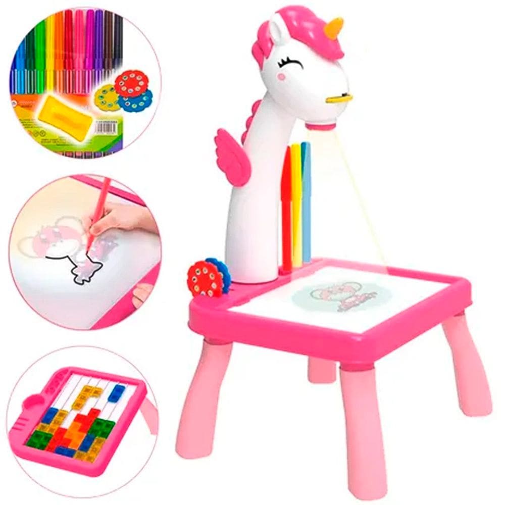 Brinquedo Mesinha De Pintura Unicórnio Com Projeção Tetris