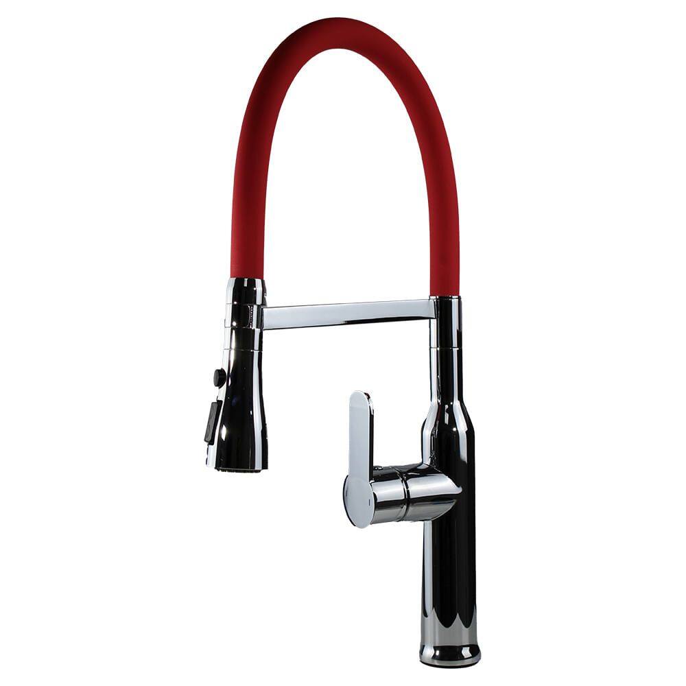 Misturador Monocomando Cozinha Bica Móvel com Ducha Duchamp Red Chrome - 00048