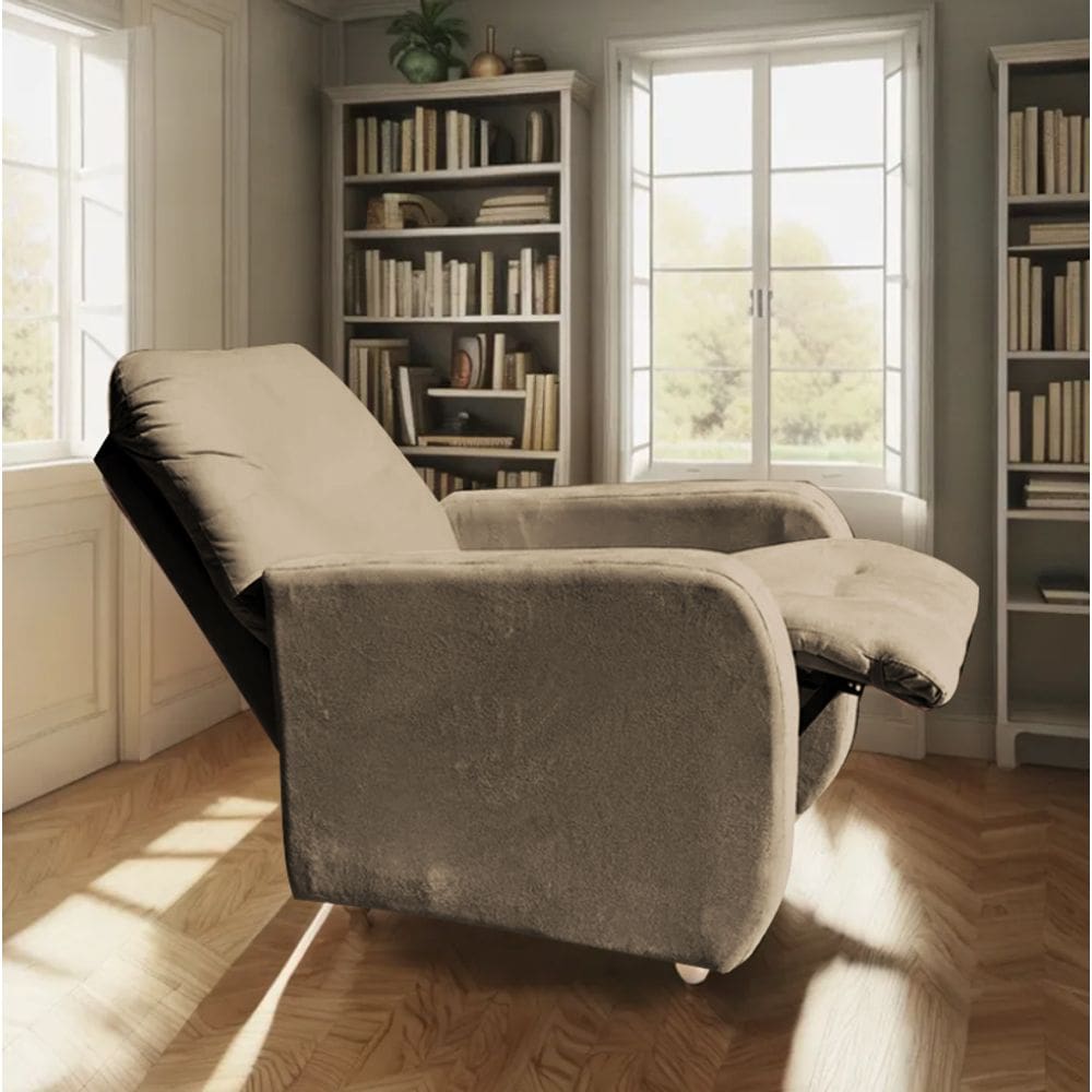 Poltrona Para Extensão De Cílios Reclinável Suede Imperio Moderno Capuccino