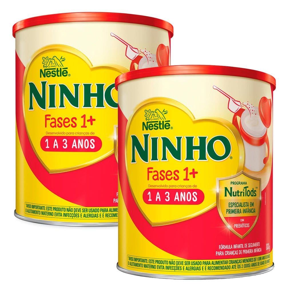 Kit 2 Ninho Fases 1+ Fórmula Infantil Primeira Infância de 1 a 3 anos 800g