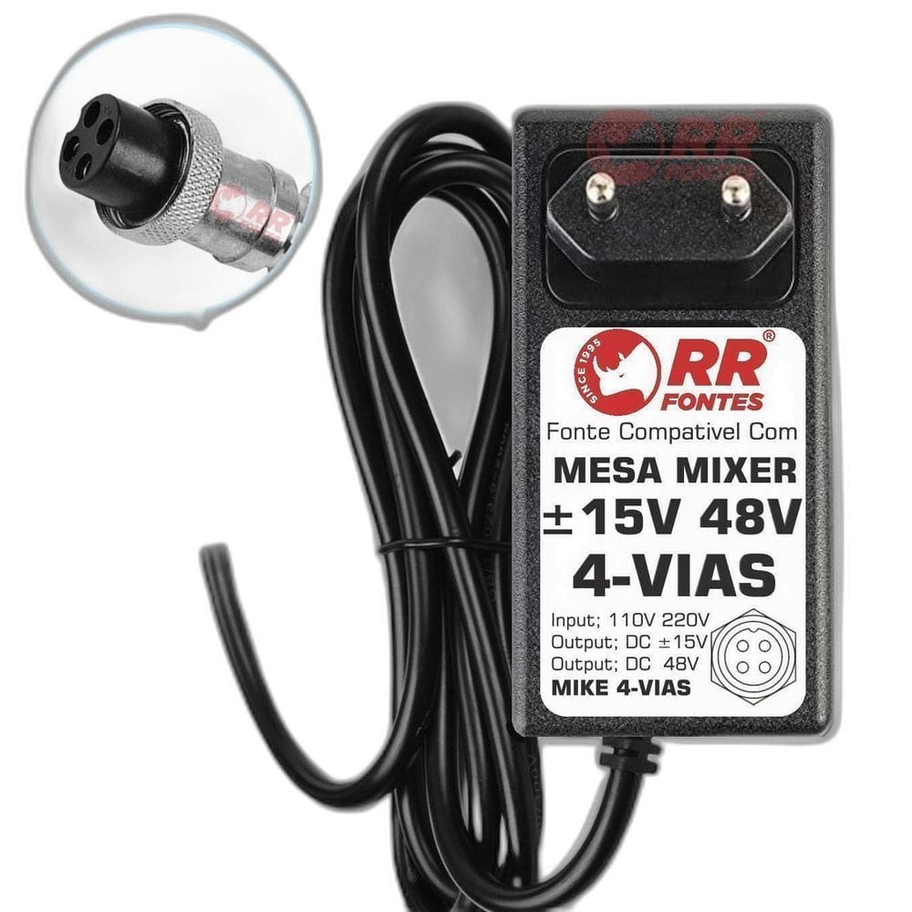 Fonte 15V 48V 4-Via Para Mesa Som Mixer Arcano Am-L4 Aml7 Fx