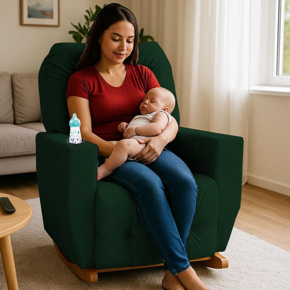 Poltrona de Amamentação Balanço Antonella Puff Verde
