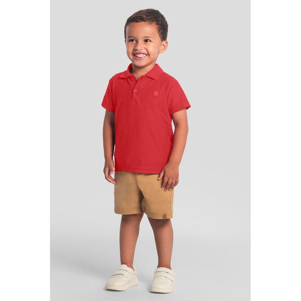 Camisa polo infantil menino canelada Brandili