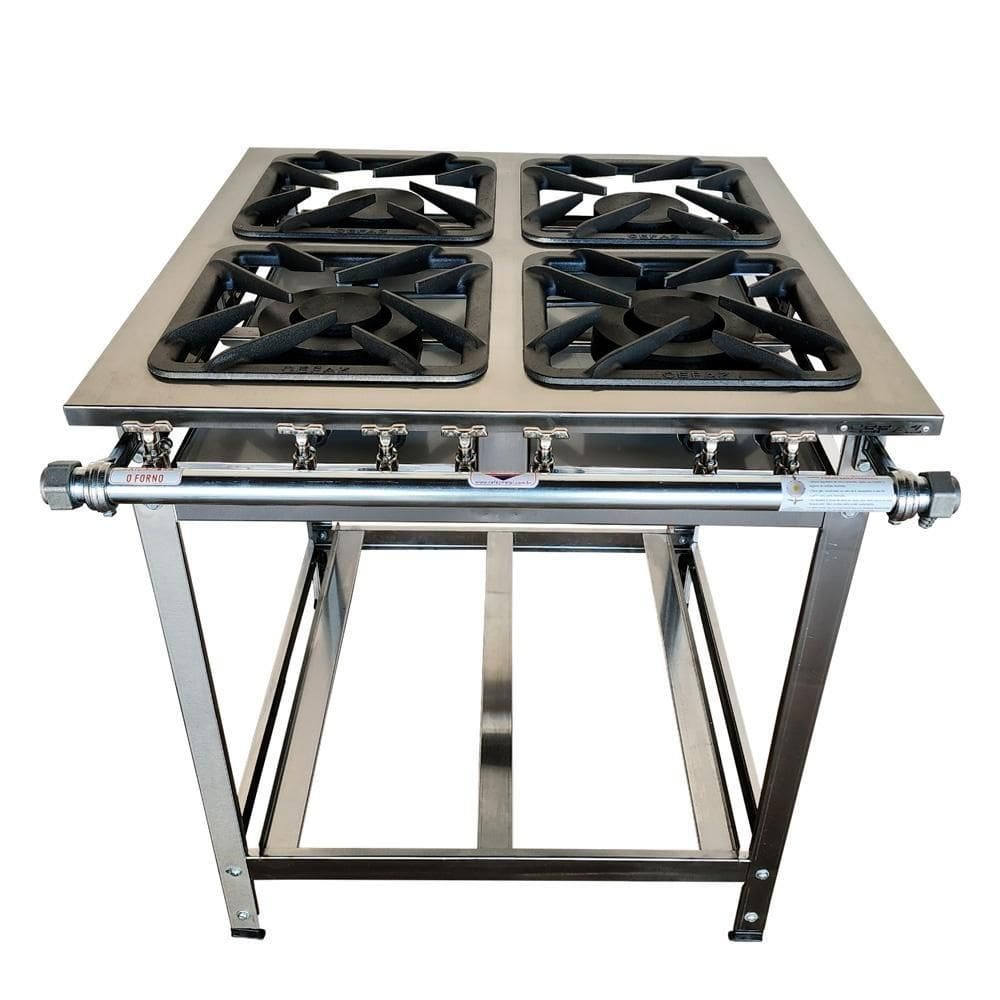 Fogao 4 Bocas 30X30 Gold Cfzg-127 Inox Gas Glp Baixa Pressao Perfil 7Cm De Pe - Cefaz
