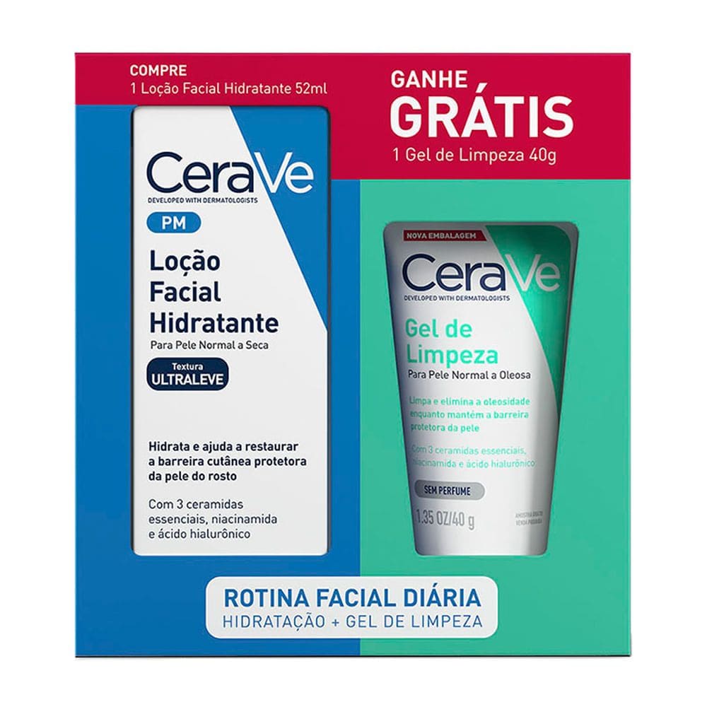 Kit CeraVe Loção Facial Hidratante 52ml e Ganhe Gel de Limpeza 40g