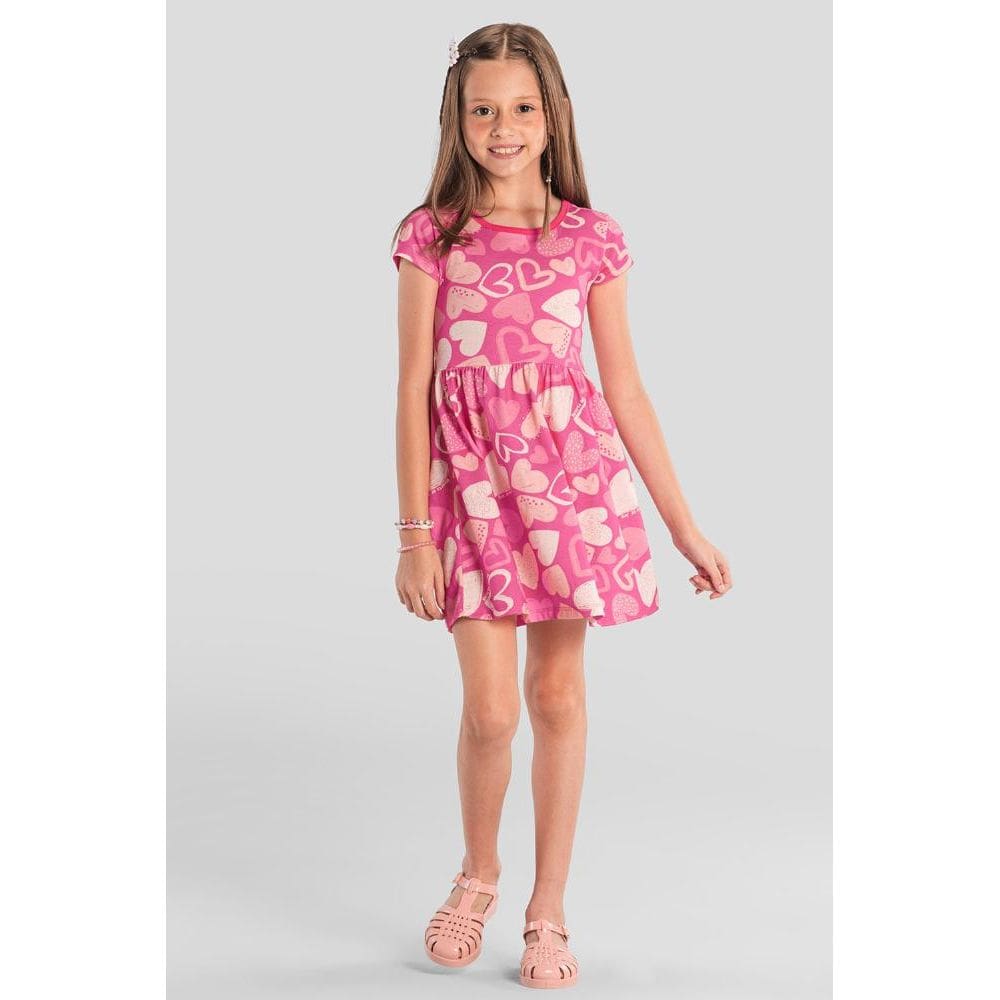 Vestido infantil menina de corações Brandili