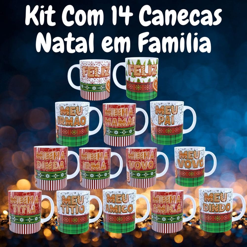 Kit 14 Canecas Natalinas – Porcelana de Qualidade Para Ceia de Natal