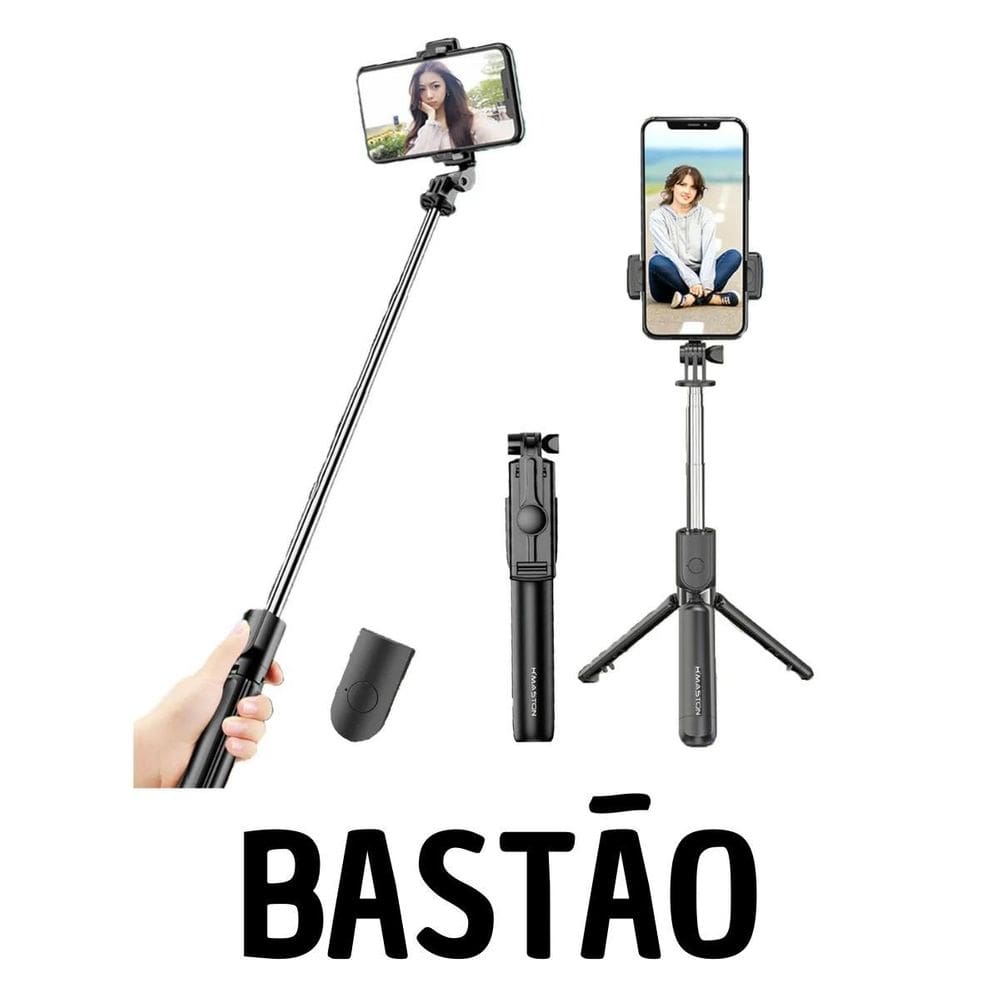 Pau De Selfie Com Tripé Compacto Para Viagem
