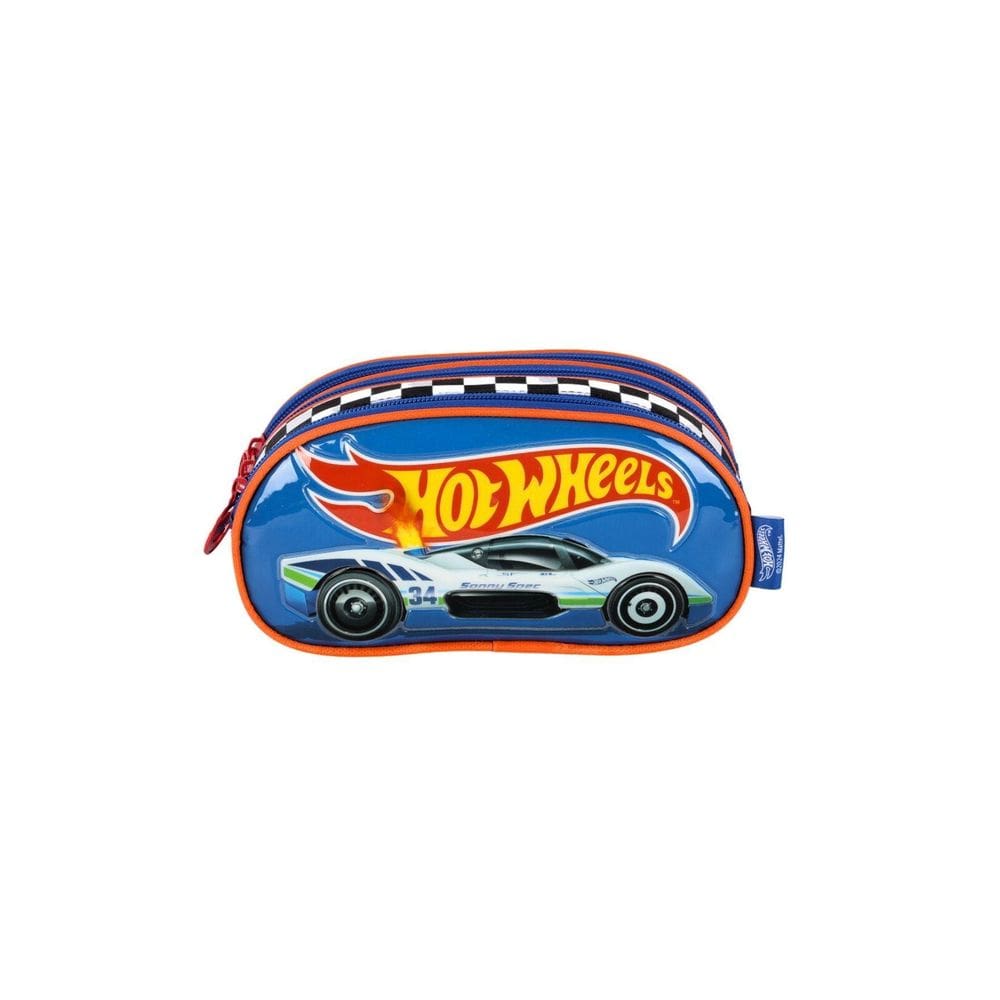 Estojo Escolar Triplo Penal Hot Wheels - Azul