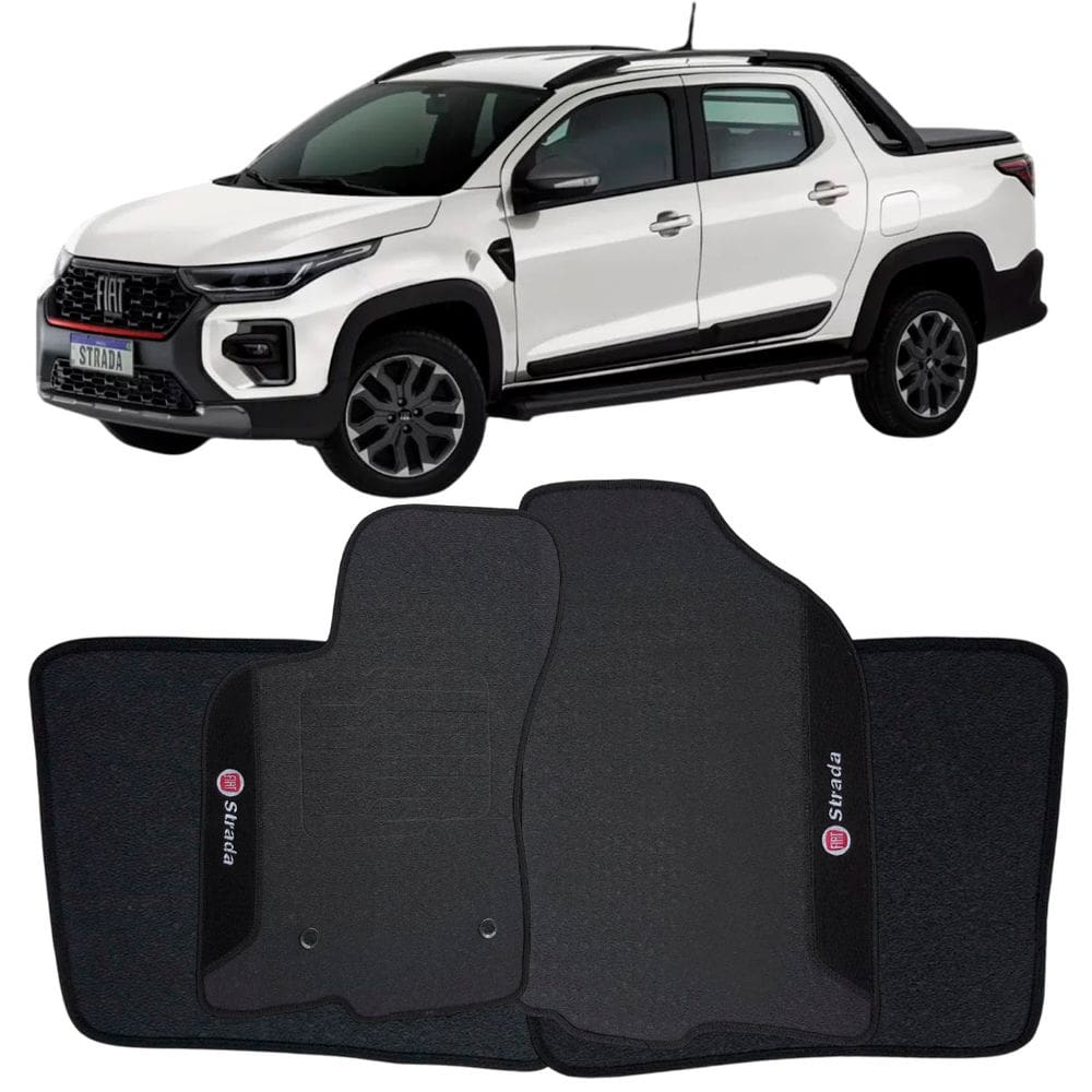 Tapete Borracha Strada Cabine Dupla 2021 à 2025 Preto Pvc Logo Bordado Jogo 3 Peças Personalizado