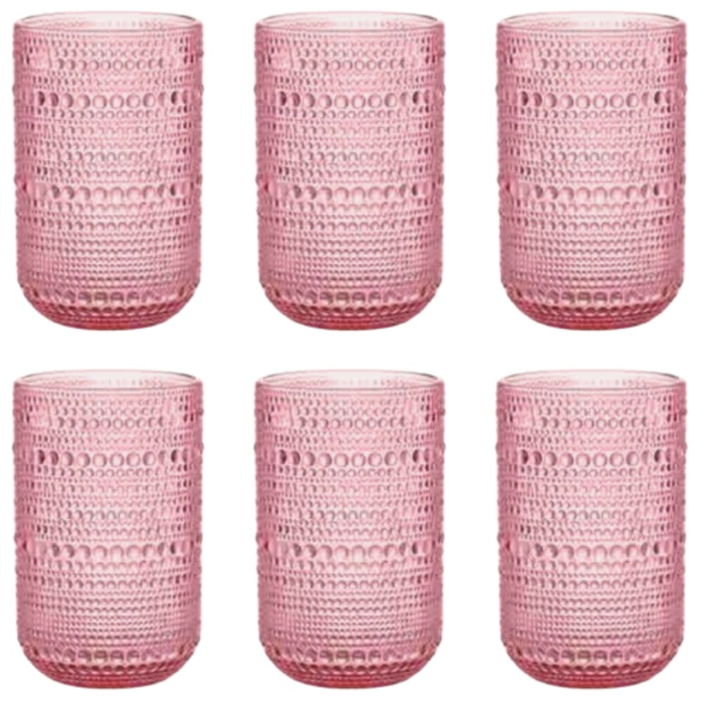 Jogo De 6 Copos 460ml Rosa Pérola Lanty Ke Home