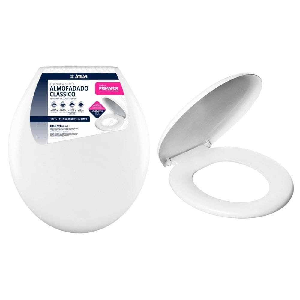 Assento Sanitário Atlas  Almofadado Clássico, Primafer, Branco