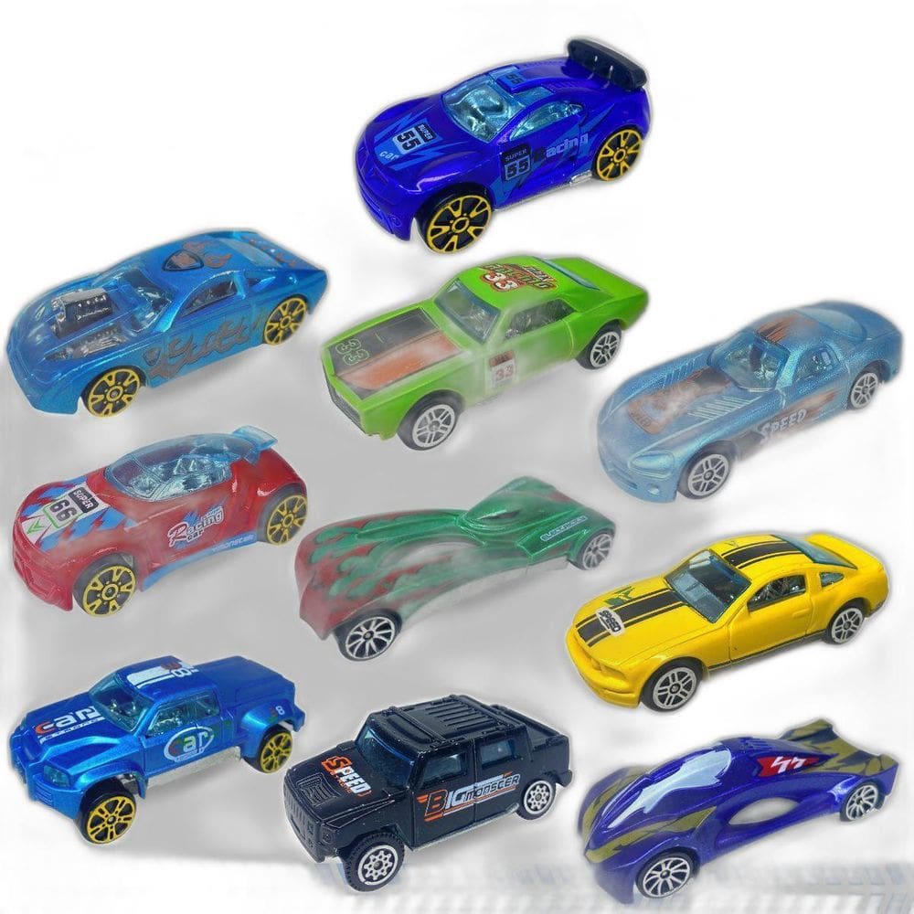 Kit 10 Carrinhos De Metal Miniatura Carro De Ferro Die Cast