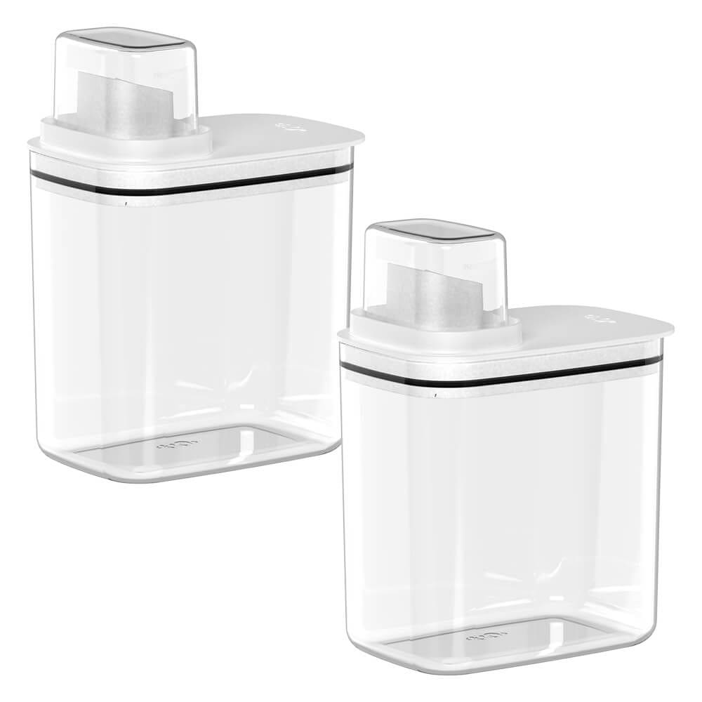 Jogo de Dispensers Herméticos com Tampa Medidora Flow 1,5L 2 peças Branco - Ou
