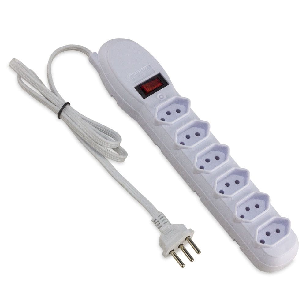 Filtro de Linha 6 Tomadas Incorporadas Bivolt Branco - 60600001 - FORCELINE