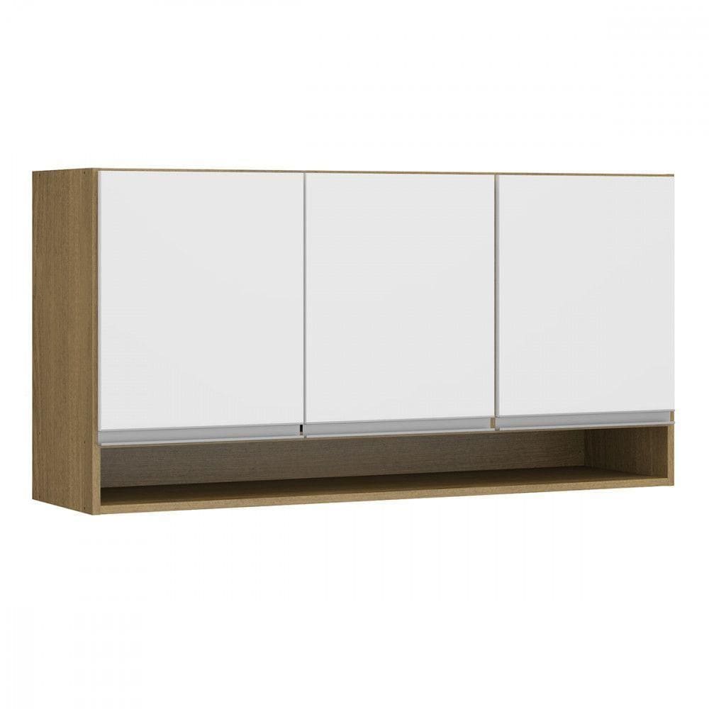 Armário Aéreo De Cozinha 3 Pts 120 X 60 Cm Nicho Menu Móveis Avelã Branco