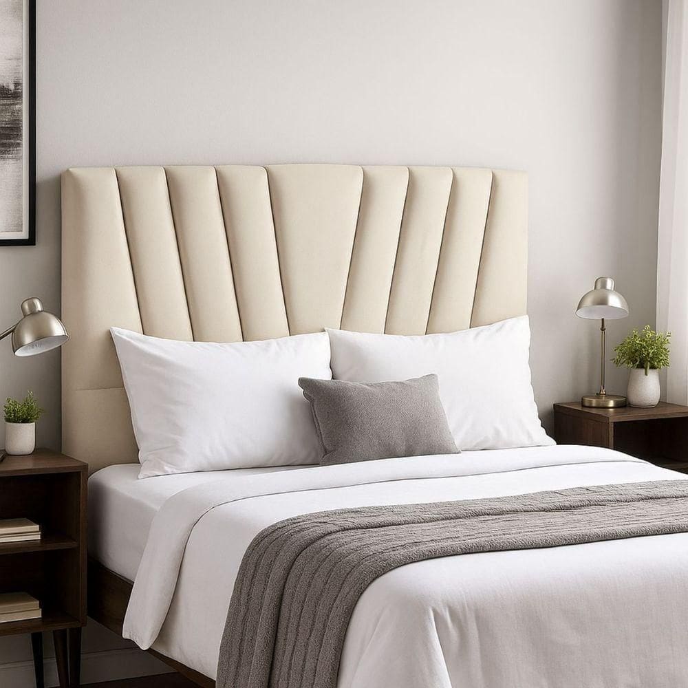 Cabeceira Cama Box Casal 140 Cm Lizza Em Veludo Com Frame Bege