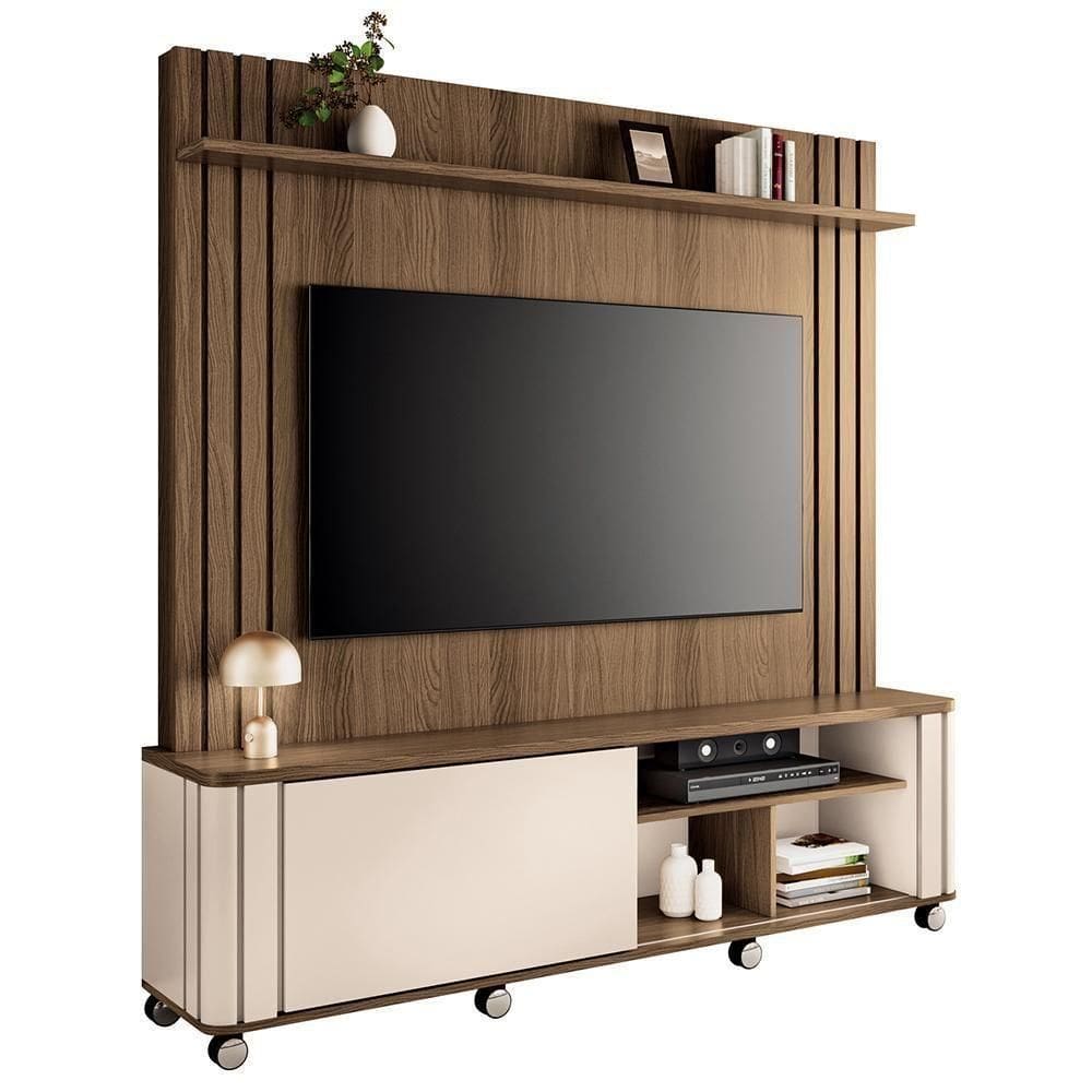 Estante Home Theater Trinus Castanho-off White Para Tv Até 70? - Hb Móveis Castanho-off White