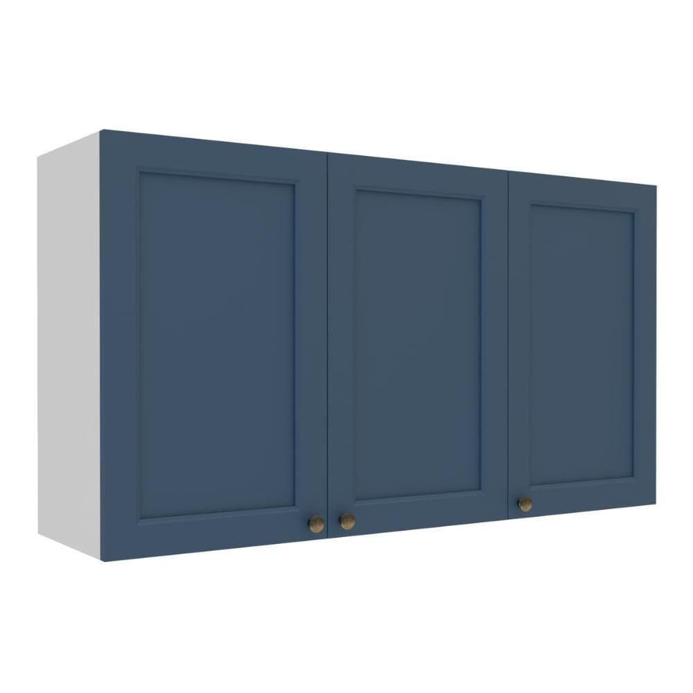 Armário De Cozinha Americana Aéreo 120cm 3 Portas Multimóveis Cr20489 Branco-Azul